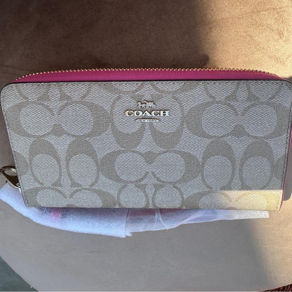 Coach Long Zip Around Wallet with Signature Monogram